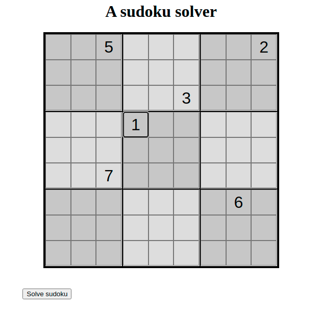 screenshot van de sudoku solver website